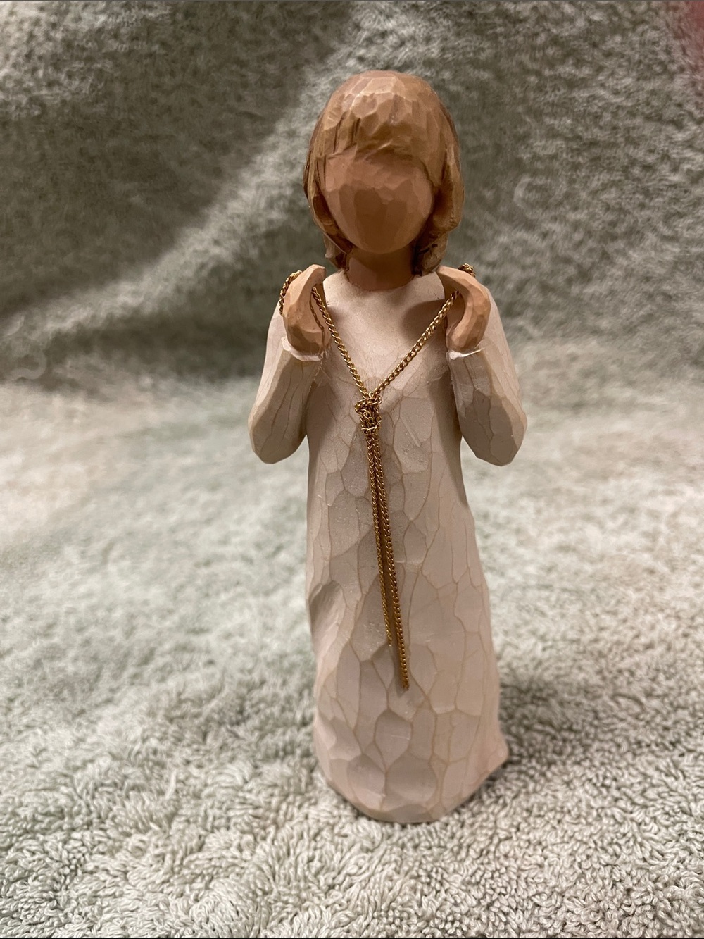 Willow Tree Cream and Brown Girl Truly Figurine with Gold Chain